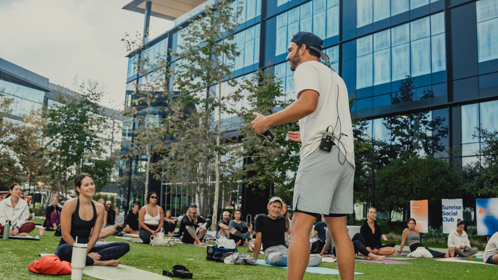 Joshua leading breathwork outdoors